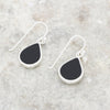 Derbyshire Blue John and Whitby Jet Sterling Silver Pear Shape Drop Earrings
