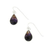 Derbyshire Blue John and Whitby Jet Sterling Silver Pear Shape Drop Earrings