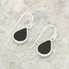 Derbyshire Blue John and Whitby Jet Sterling Silver Pear Shape Drop Earrings