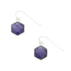 Derbyshire Blue John and Whitby Jet Sterling Silver Hexagonal Drop Earrings