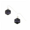 Derbyshire Blue John and Whitby Jet Sterling Silver Hexagonal Drop Earrings
