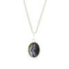 Derbyshire Blue John and Whitby Jet Oval Pendant and Chain