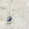 Derbyshire Blue John and Whitby Jet Oval Pendant and Chain
