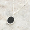 Derbyshire Blue John and Whitby Jet Oval Pendant and Chain