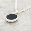 Derbyshire Blue John and Whitby Jet Oval Pendant and Chain