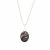 Derbyshire Blue John and Whitby Jet Oval Pendant and Chain