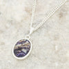 Derbyshire Blue John and Whitby Jet Oval Pendant and Chain