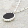Derbyshire Blue John and Whitby Jet Oval Pendant and Chain