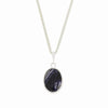 Derbyshire Blue John and Whitby Jet Oval Pendant and Chain