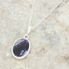 Derbyshire Blue John and Whitby Jet Oval Pendant and Chain
