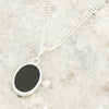 Derbyshire Blue John and Whitby Jet Oval Pendant and Chain