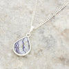 Derbyshire Blue John and Whitby Jet Pear Shape Pendant and Chain