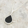 Derbyshire Blue John and Whitby Jet Pear Shape Pendant and Chain
