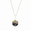 Derbyshire Blue John and Whitby Jet Hexagonal Shape Pendant and Chain