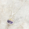 Derbyshire Blue John and Whitby Jet Hexagonal Shape Pendant and Chain