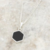 Derbyshire Blue John and Whitby Jet Hexagonal Shape Pendant and Chain