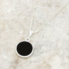 Derbyshire Blue John and Whitby Jet Round Pendant and Chain