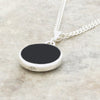 Derbyshire Blue John and Whitby Jet Round Pendant and Chain