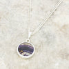 Derbyshire Blue John and Whitby Jet Round Pendant and Chain