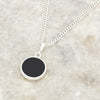 Derbyshire Blue John and Whitby Jet Round Pendant and Chain