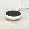 Derbyshire Blue John and Whitby Jet Round Pendant and Chain