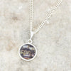 Derbyshire Blue John and Whitby Jet Round Pendant and Chain