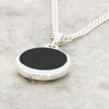 Derbyshire Blue John and Whitby Jet Round Pendant and Chain