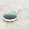 Derbyshire Blue John and Labradorite Pear Shape Pendant and Chain