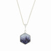 Derbyshire Blue John and Whitby Jet Hexagonal Shape Pendant and Chain