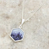 Derbyshire Blue John and Whitby Jet Hexagonal Shape Pendant and Chain