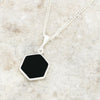 Derbyshire Blue John and Whitby Jet Hexagonal Shape Pendant and Chain