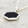 Derbyshire Blue John and Whitby Jet Hexagonal Shape Pendant and Chain