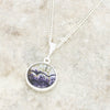 Derbyshire Blue John and Whitby Jet Round Pendant and Chain