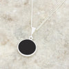 Derbyshire Blue John and Whitby Jet Round Pendant and Chain