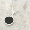 Derbyshire Blue John and Whitby Jet Round Pendant and Chain