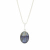 Derbyshire Blue John and Whitby Jet Oval Pendant and Chain