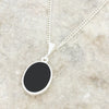 Derbyshire Blue John and Whitby Jet Oval Pendant and Chain