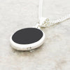 Derbyshire Blue John and Whitby Jet Oval Pendant and Chain