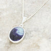 Derbyshire Blue John and Whitby Jet Oval Pendant and Chain