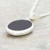 Derbyshire Blue John and Whitby Jet Oval Pendant and Chain