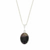 Derbyshire Blue John and Whitby Jet Oval Pendant and Chain