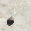 Derbyshire Blue John and Whitby Jet Oval Pendant and Chain
