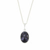 Derbyshire Blue John and Whitby Jet Oval Pendant and Chain