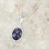 Derbyshire Blue John and Whitby Jet Oval Pendant and Chain