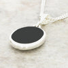 Derbyshire Blue John and Whitby Jet Oval Pendant and Chain