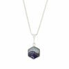 Derbyshire Blue John and Whitby Jet Hexagonal Shape Pendant and Chain