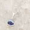 Derbyshire Blue John and Whitby Jet Hexagonal Shape Pendant and Chain
