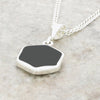 Derbyshire Blue John and Whitby Jet Hexagonal Shape Pendant and Chain