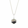 Derbyshire Blue John and Whitby Jet Hexagonal Shape Pendant and Chain