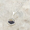 Derbyshire Blue John and Whitby Jet Hexagonal Shape Pendant and Chain